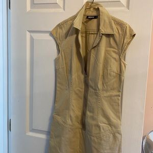 DKNY khaki dress with zipper detail. Size 4.